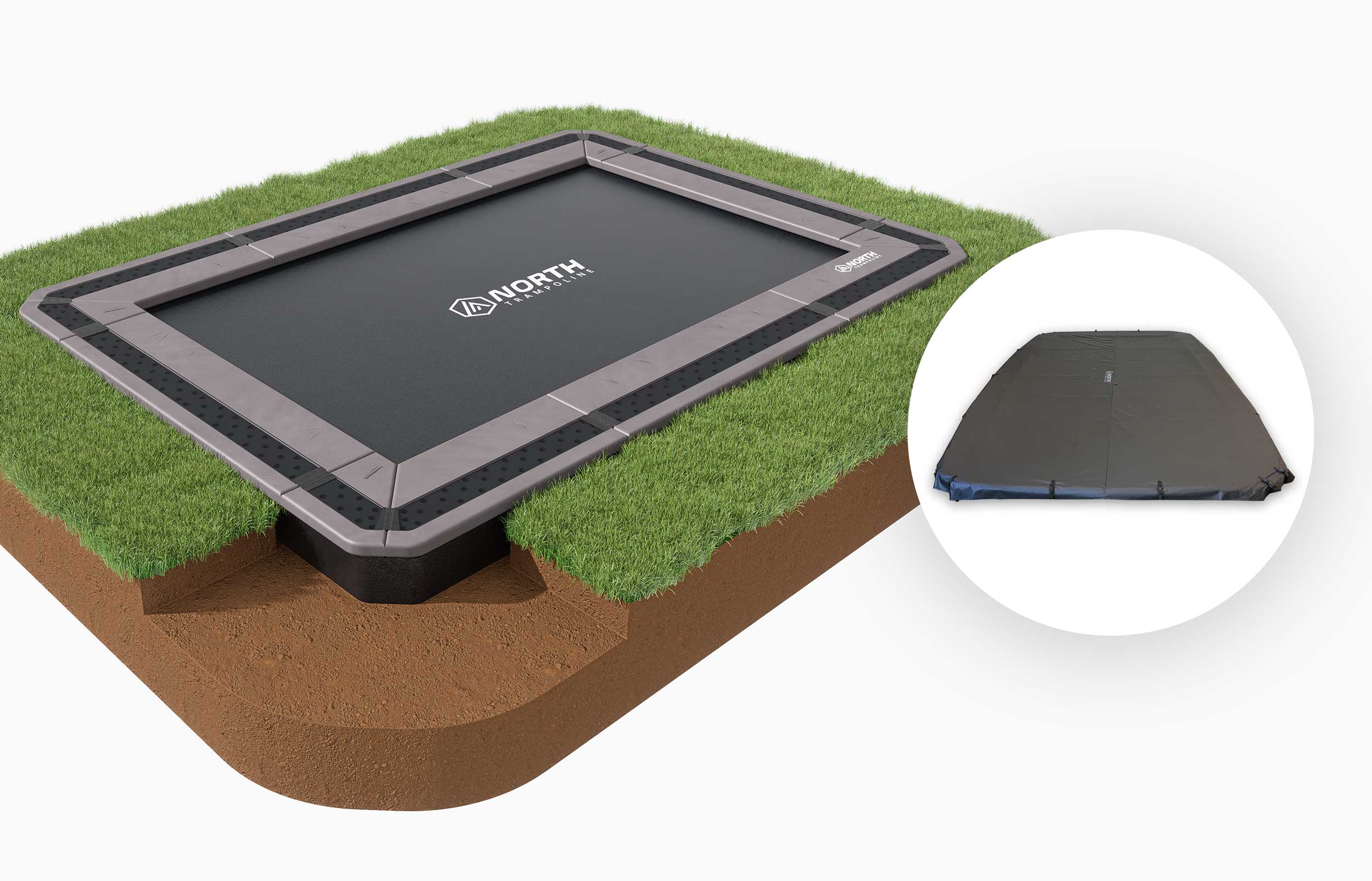 NORTH INGROUND TRAMPOLINE Rectangular / 360 x 240 cm / Trampoline + Cover Bundle