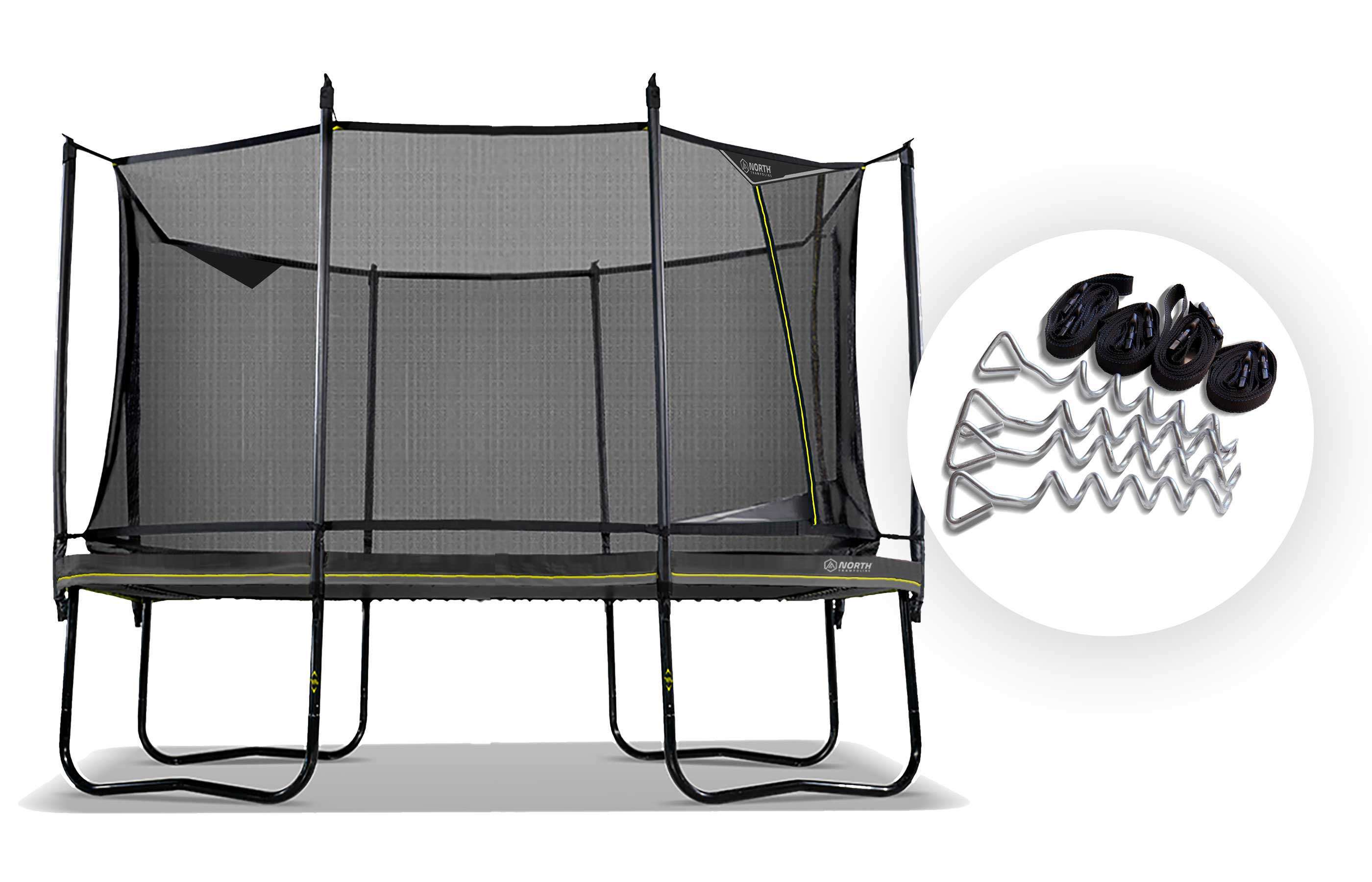 North Performer Trampoline Rectangular / Black / Trampoline + Anchor Bundle