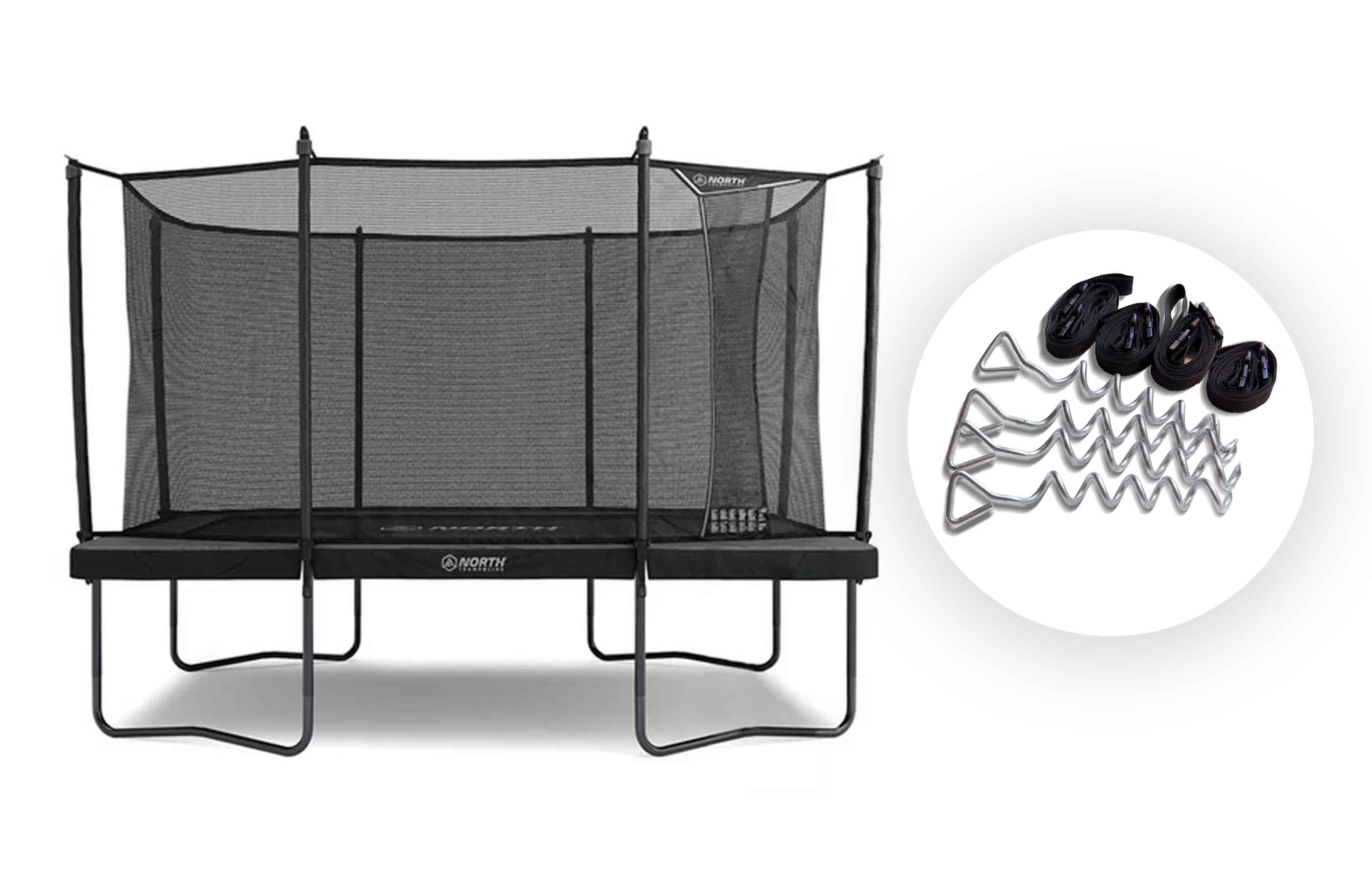 North Pioneer Trampoline Rectangular / 3.7 m x 2.5 m / Trampoline + Anchor Bundle