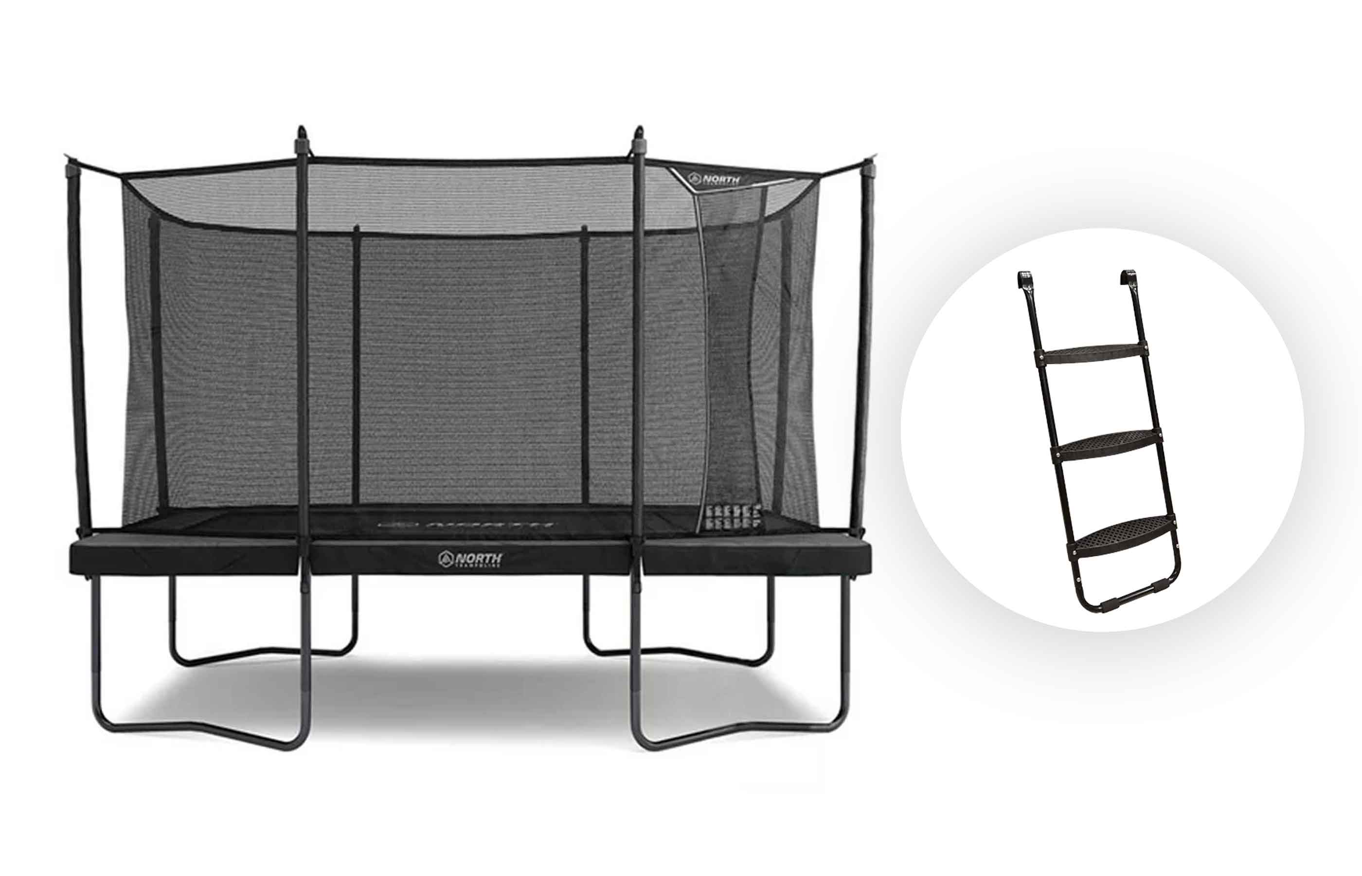 North Pioneer Trampoline Rectangular / 3.7 m x 2.5 m / Trampoline + Ladder Bundle