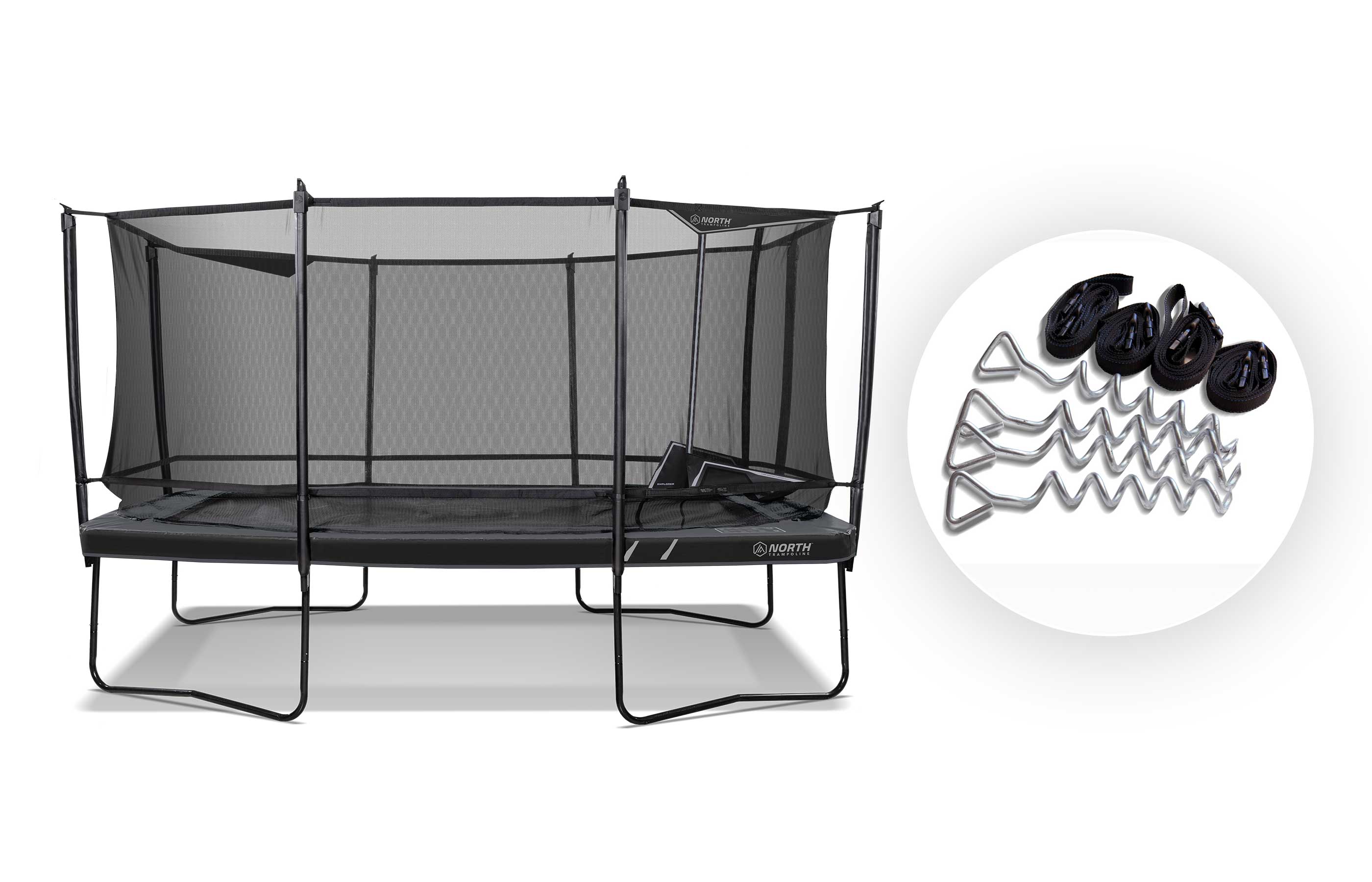 Studsmatta North Legend Rectangular / 4.6 m x 3.1 m / Trampoline + Anchor Bundle