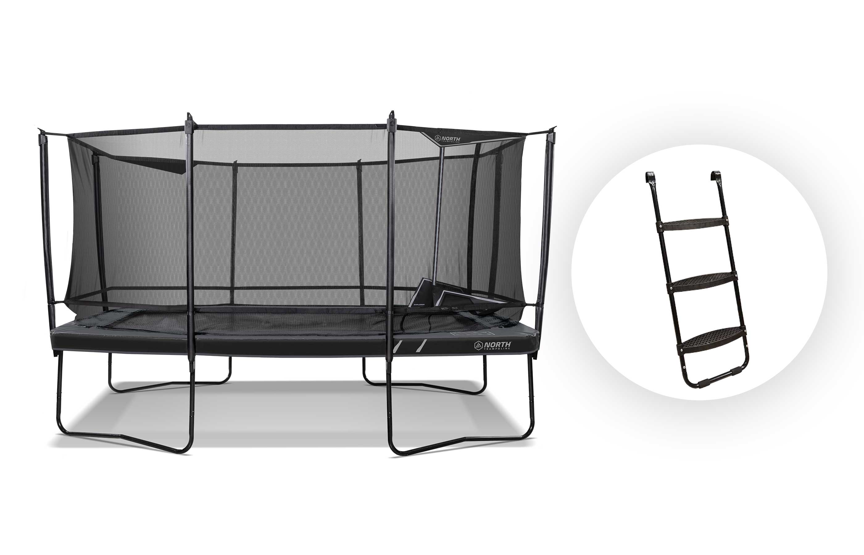 Studsmatta North Legend Rectangular / 5.3 m x 3.6 m / Trampoline + Ladder Bundle